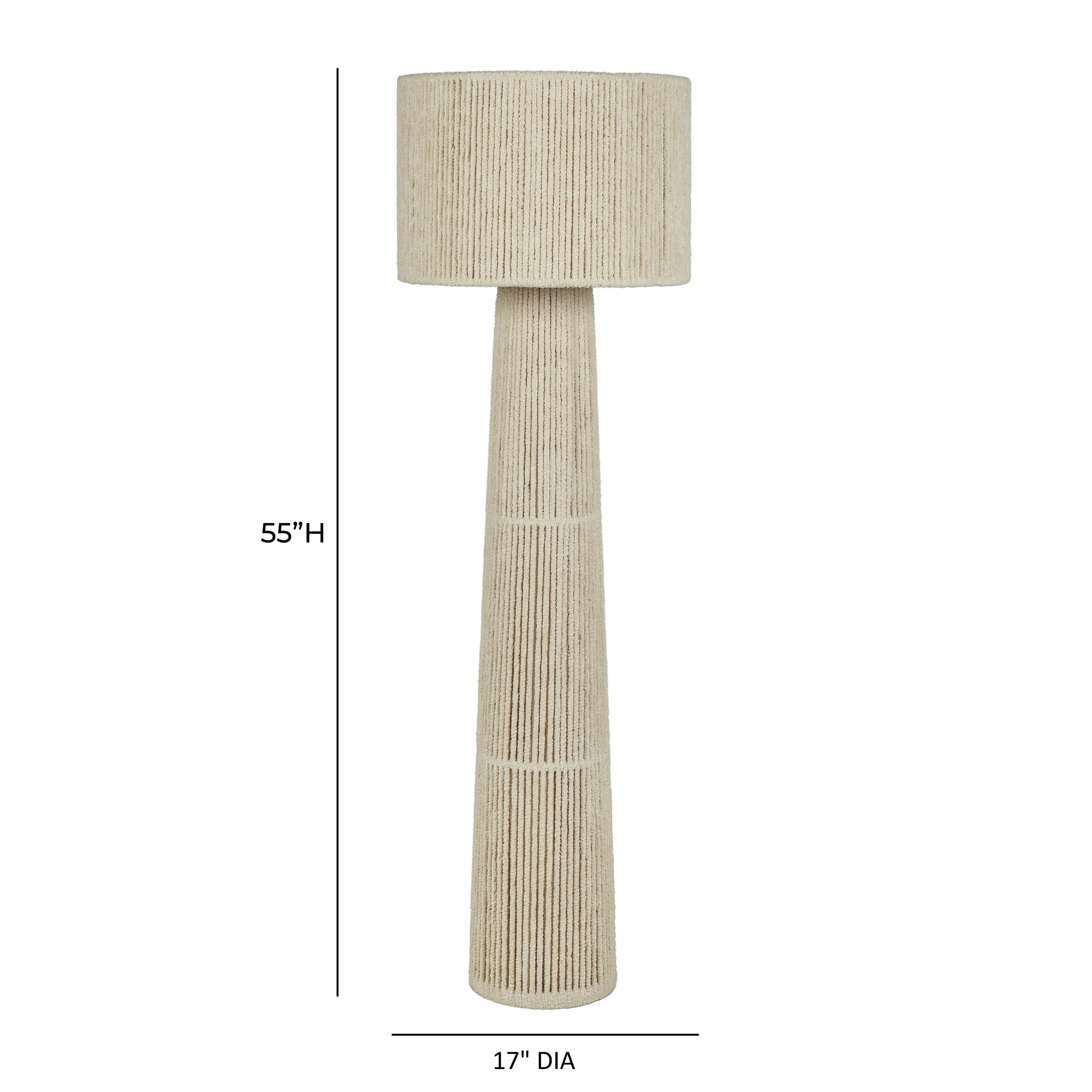 Tapered Natural Chenille Fiber Floor Lamp