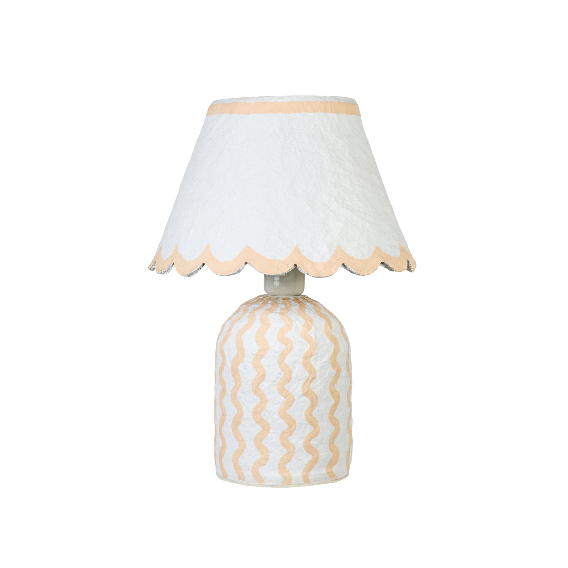 Blum Scalloped Cotton Mache Table Lamp - Peach