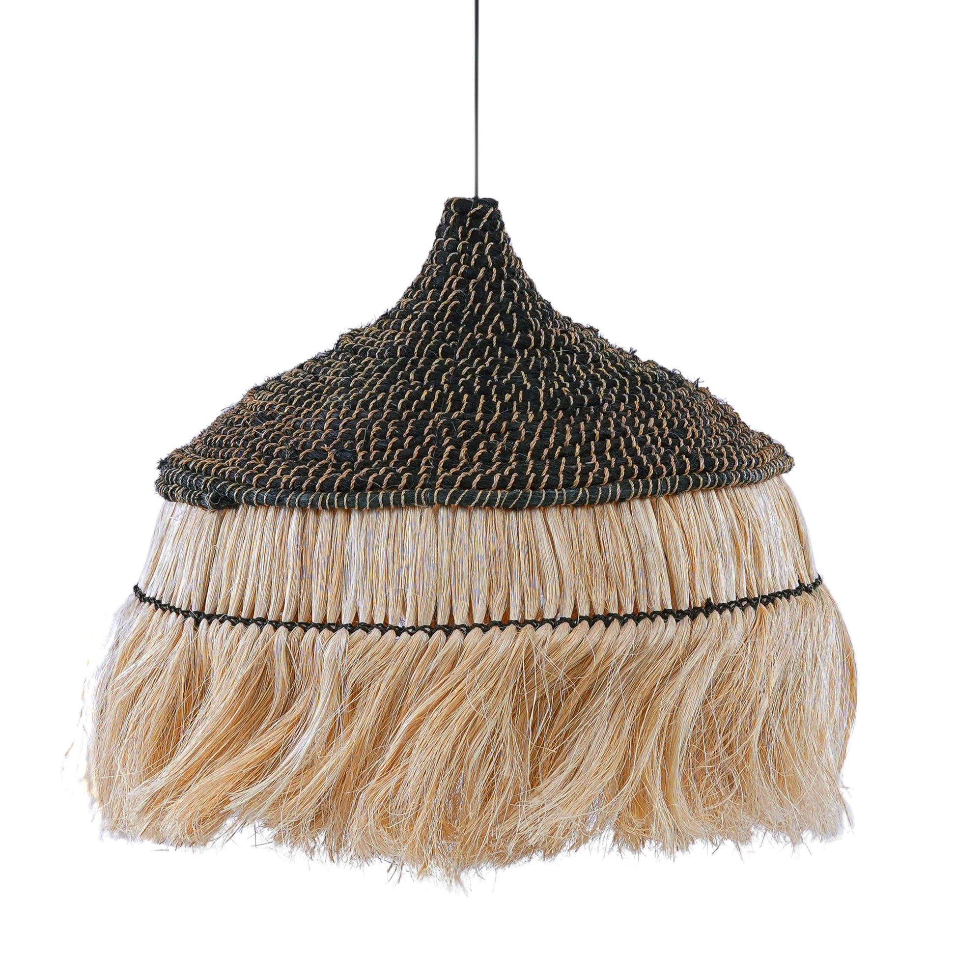 Sula Natural and Black Upcycled Abaca Pendant Lamp - Default Variant
