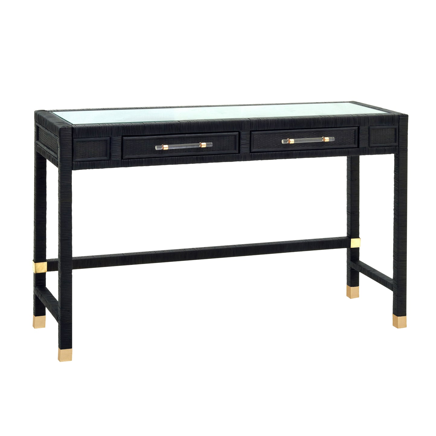 Amara 47" Woven Rattan Desk - Charcoal