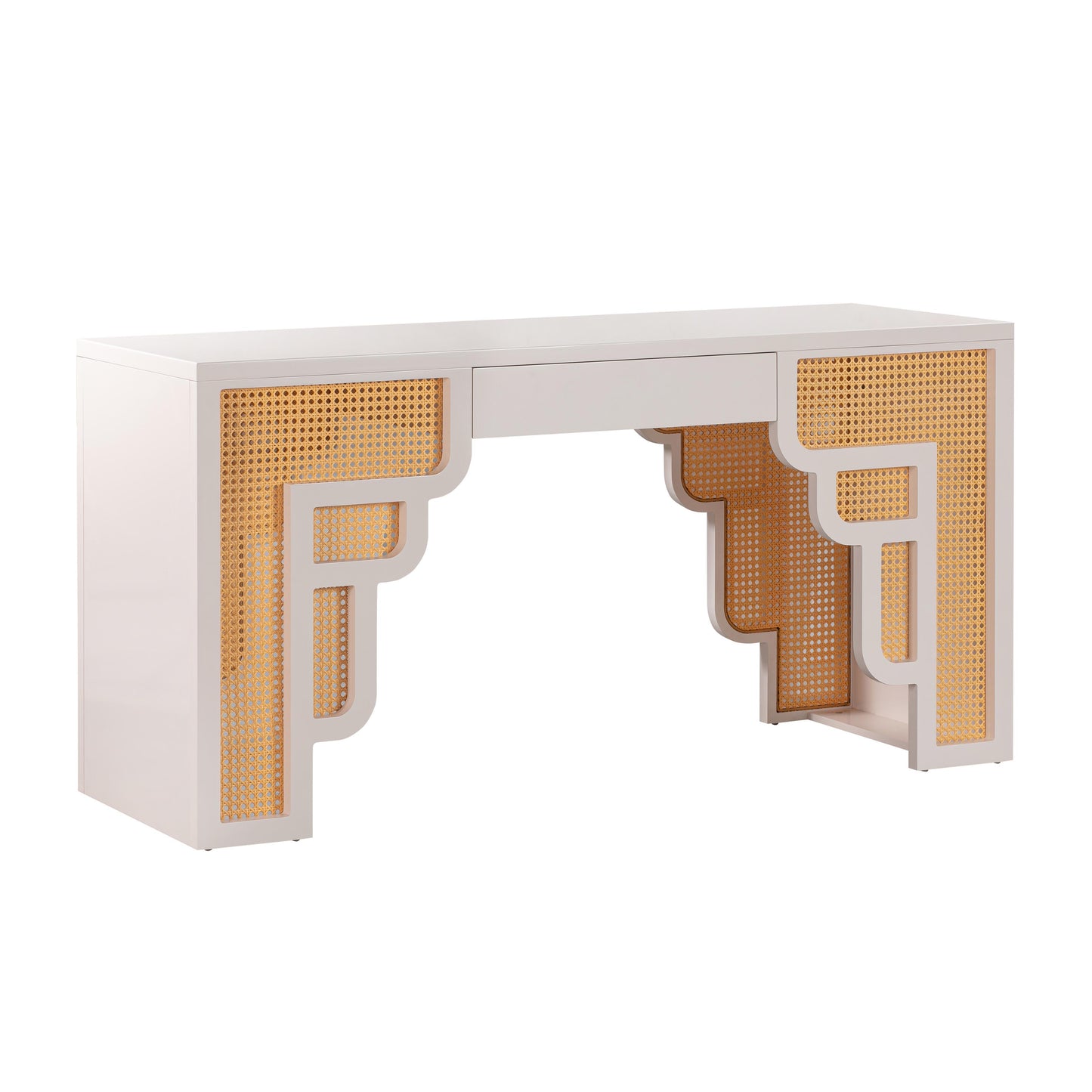 Suzie 62" Rattan Executive Desk With Drawer - Cream