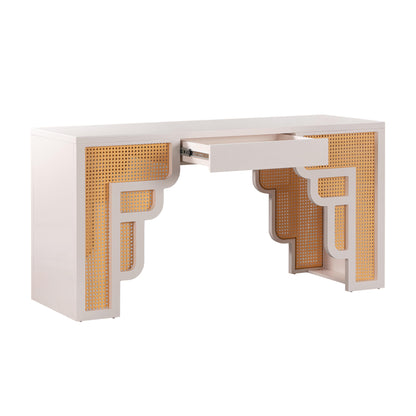 Suzie 62" Rattan Executive Desk With Drawer