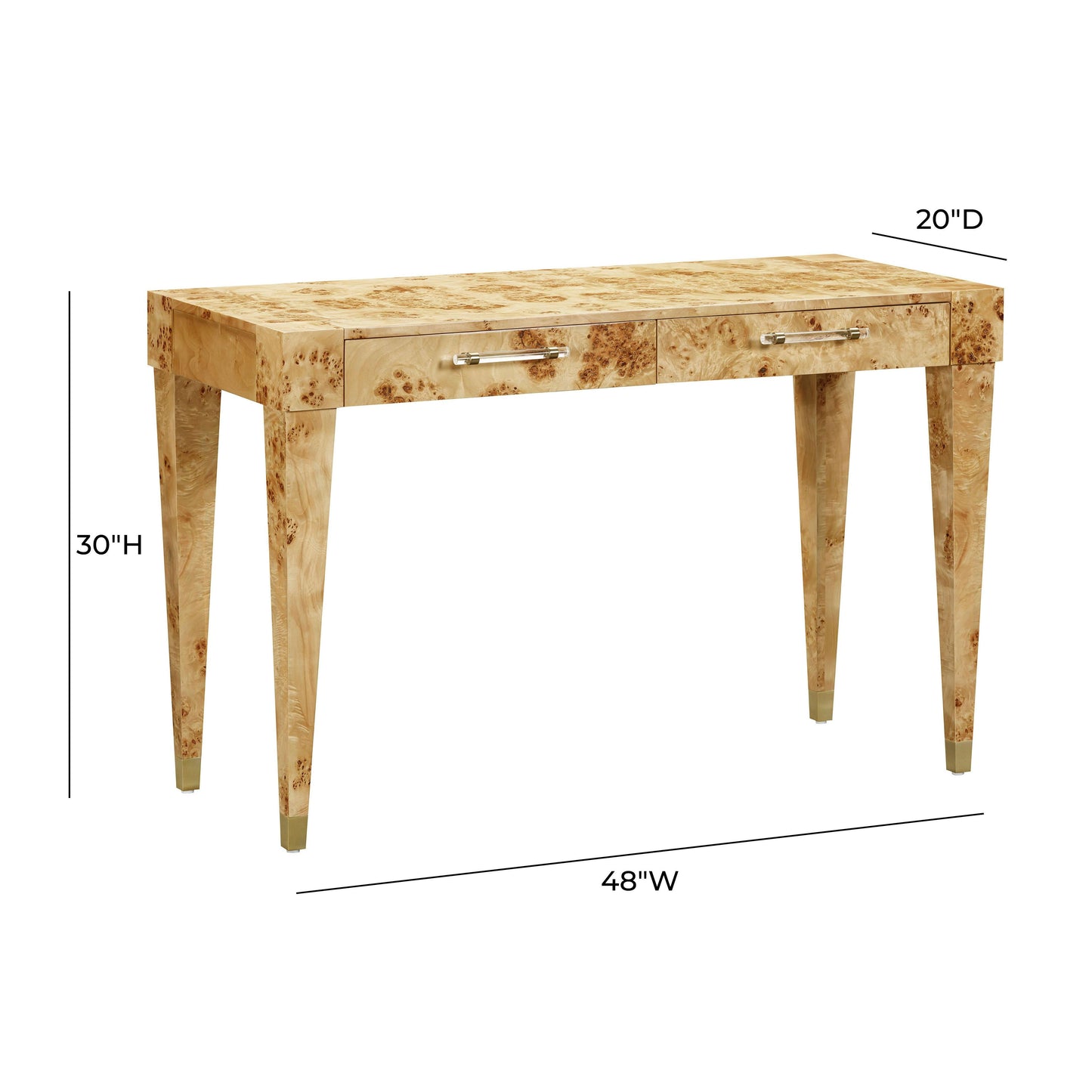 Brandyss 48" Burl 2-Drawer Work Desk