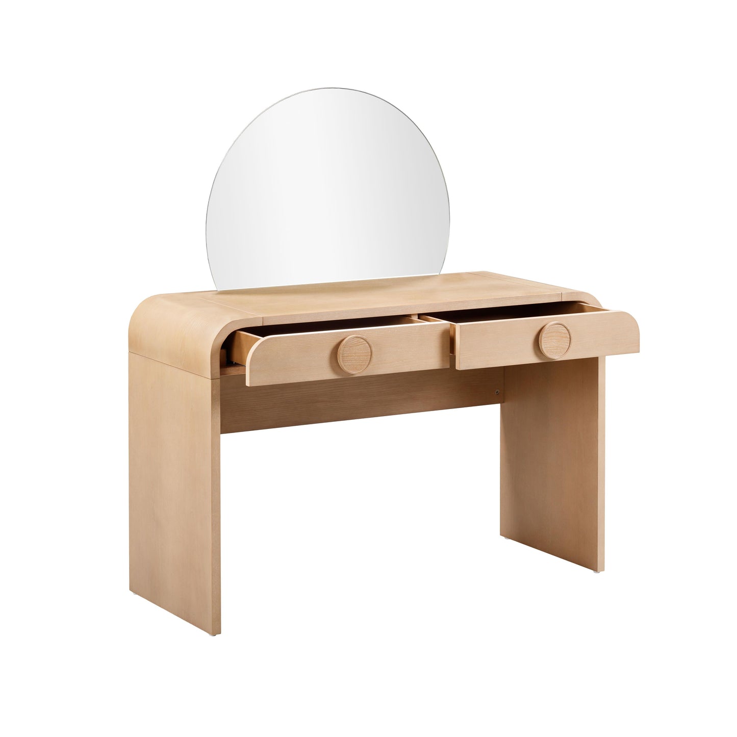 Moonrise 48 Natural Ash 2-Drawer Vanity Desk with Mirror