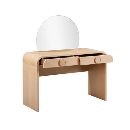 Moonrise 48 Natural Ash 2-Drawer Vanity Desk with Mirror