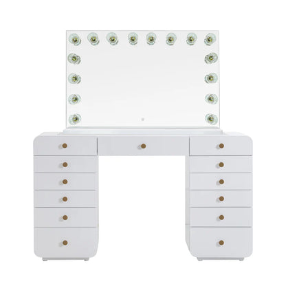 Hollywood 56" White Desk with Vanity Mirror