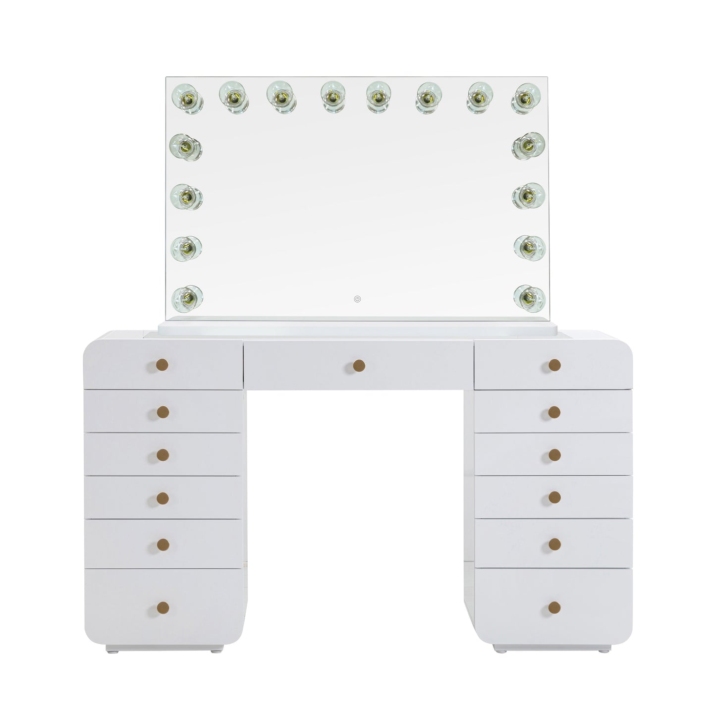 Hollywood 56" White Desk with Vanity Mirror - Large
