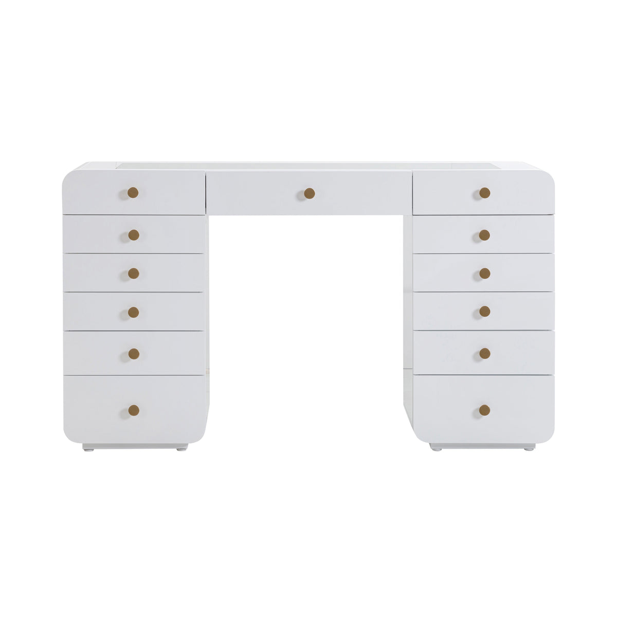 Hollywood 56" White Desk with Vanity Mirror