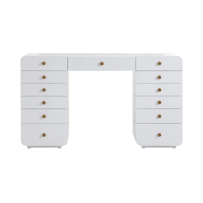 Hollywood 56" White Desk with Vanity Mirror