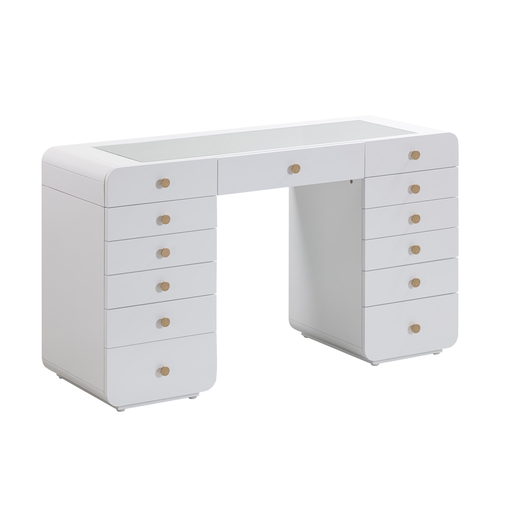 Hollywood 56" White 13-Drawer Vanity Desk - Default Variant