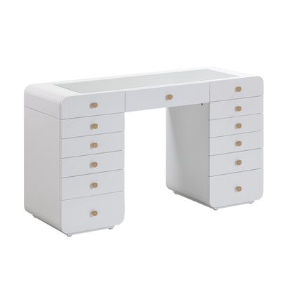 Hollywood 56" White 13-Drawer Vanity Desk - Default Variant