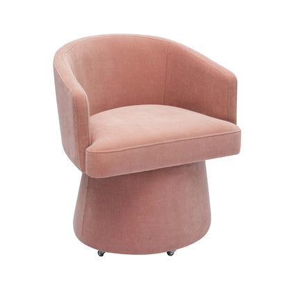 Kristen Upcycled Contract-Grade Chenille Rolling Desk Chair - Pink