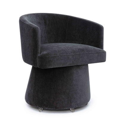 Kristen Upcycled Contract-Grade Chenille Rolling Desk Chair - Black
