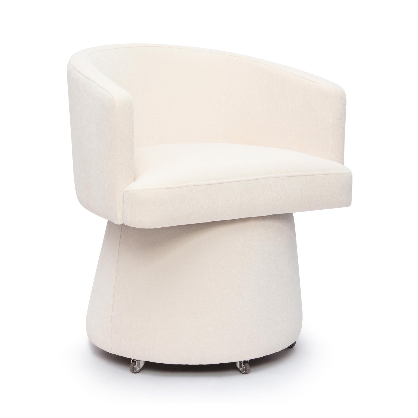 Kristen Upcycled Contract-Grade Chenille Rolling Desk Chair - Cream