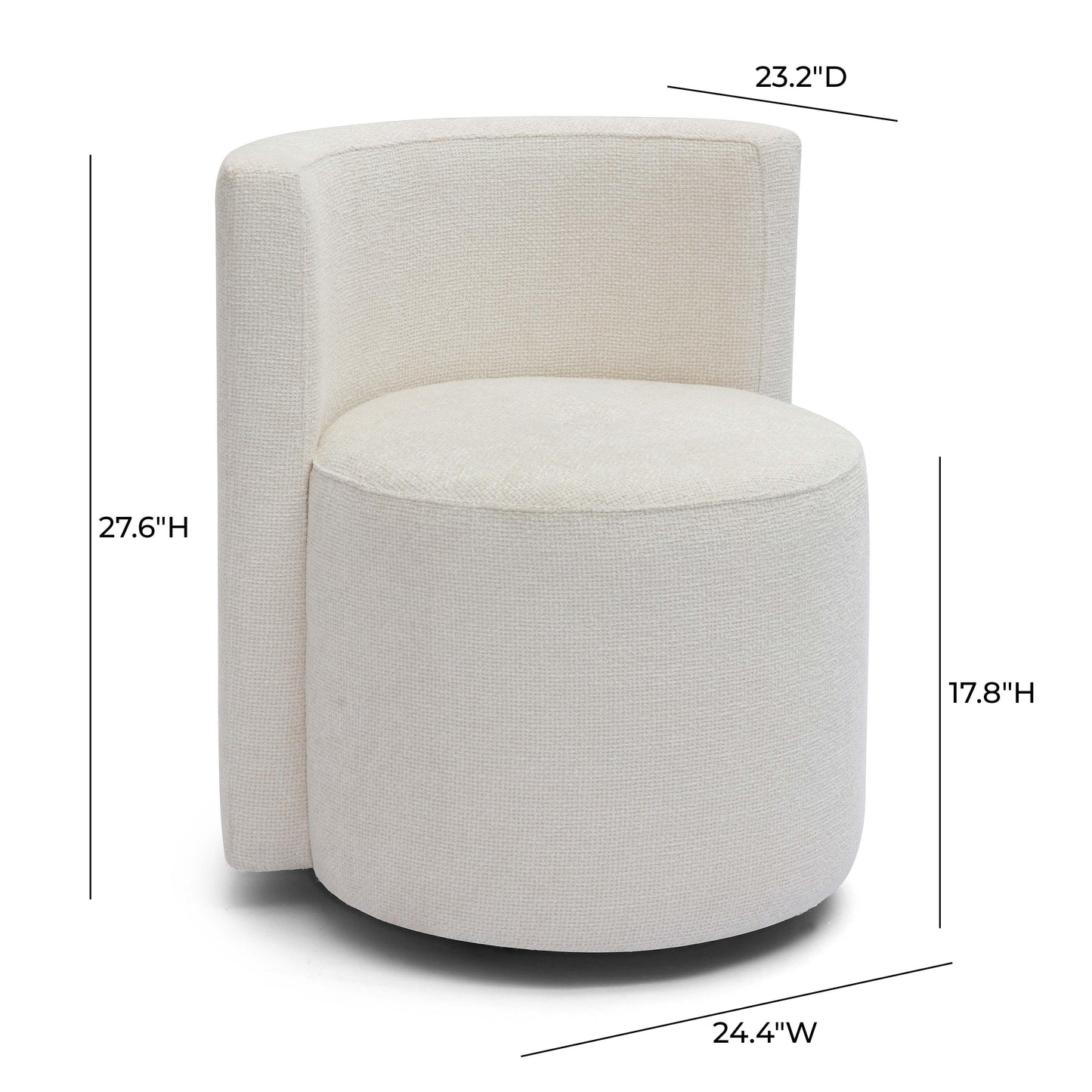 Alyssa Cream Performance Chenille Rolling Desk Chair