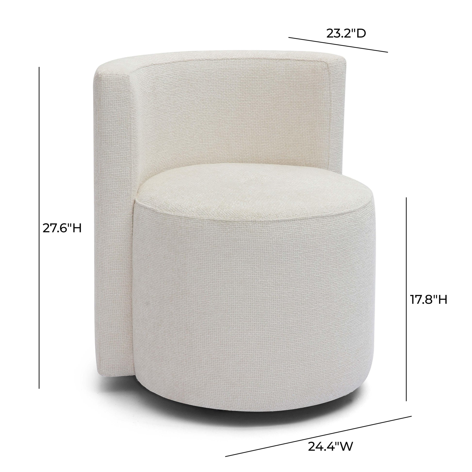 Alyssa Cream Performance Chenille Rolling Desk Chair