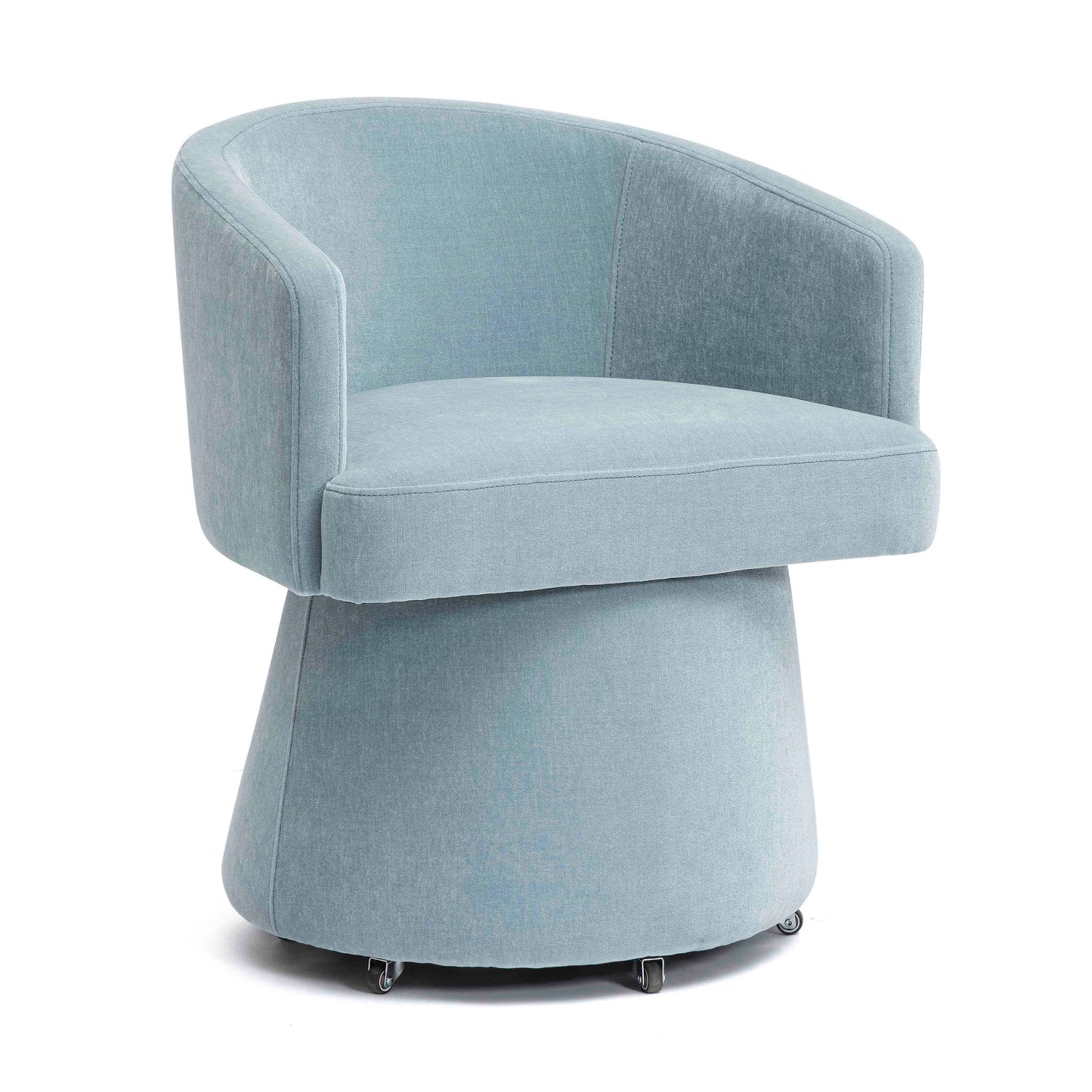 Kristen Upcycled Contract-Grade Chenille Rolling Desk Chair - Faded Blue