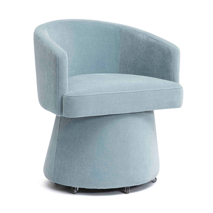 Kristen Upcycled Contract-Grade Chenille Rolling Desk Chair - Faded Blue