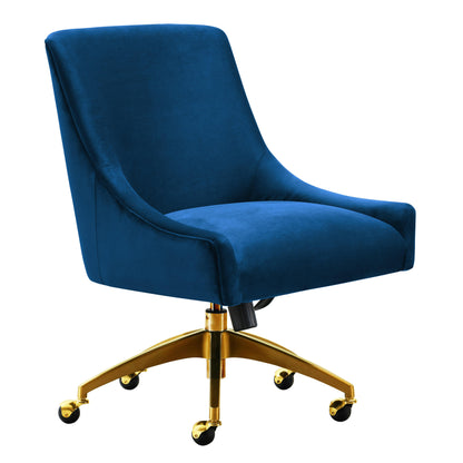 Beatrix Performance Velvet Office Swivel Chair - Navy