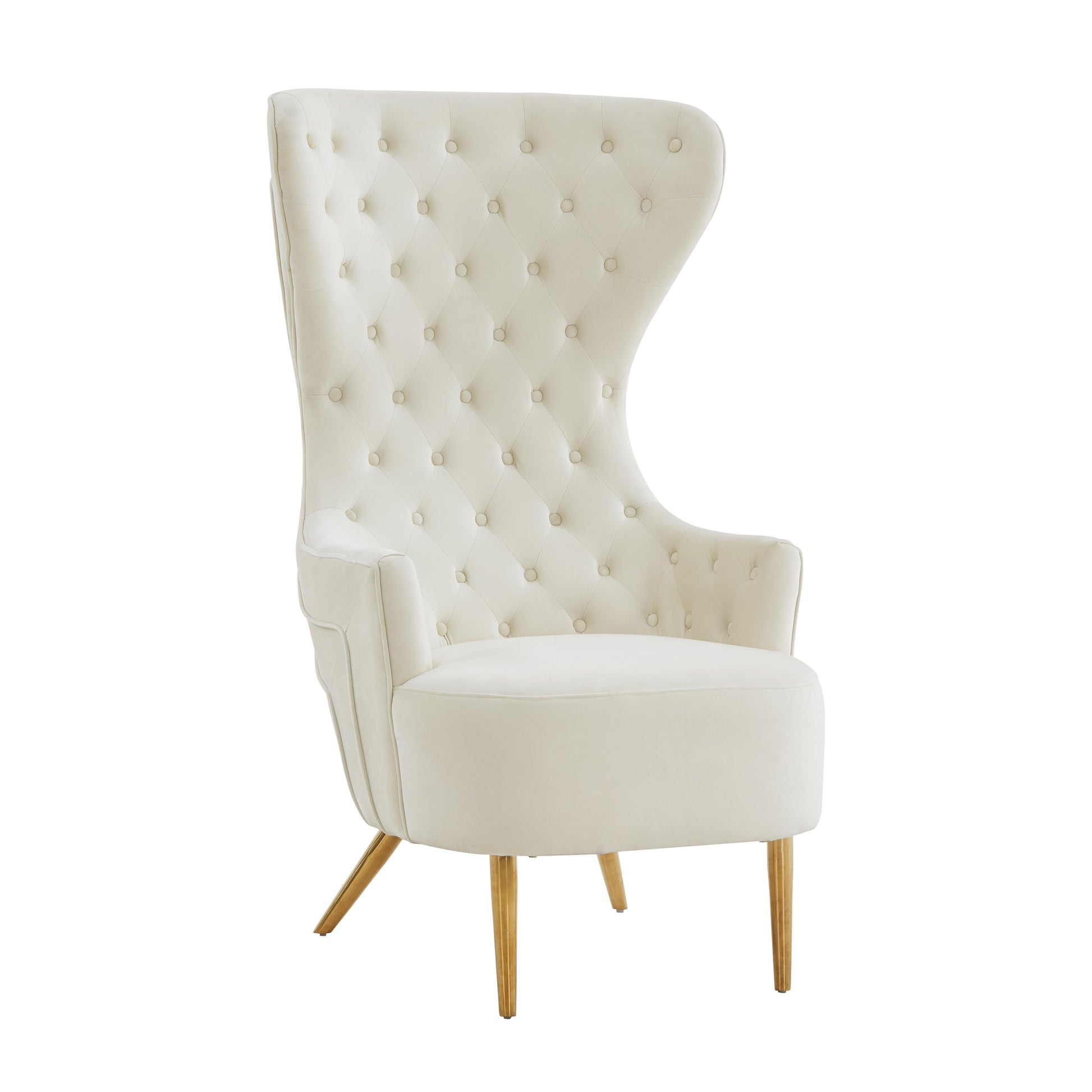 Jezebel Performance Velvet Wingback Accent Chair by Inspire Me! Home Decor - Cream