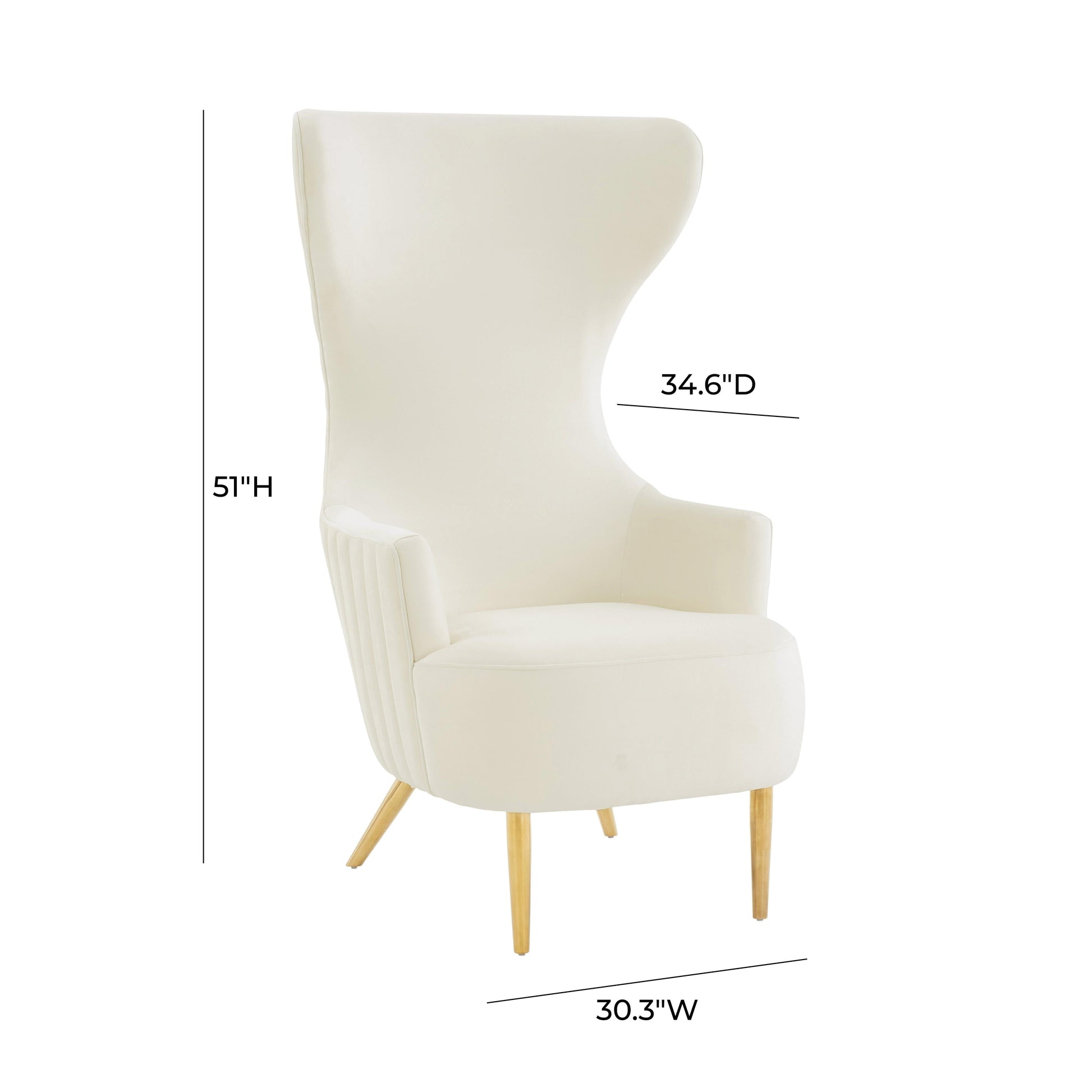 Julia Performance Velvet Channel Tufted Wingback Accent Chair by Inspire Me! Home Decor