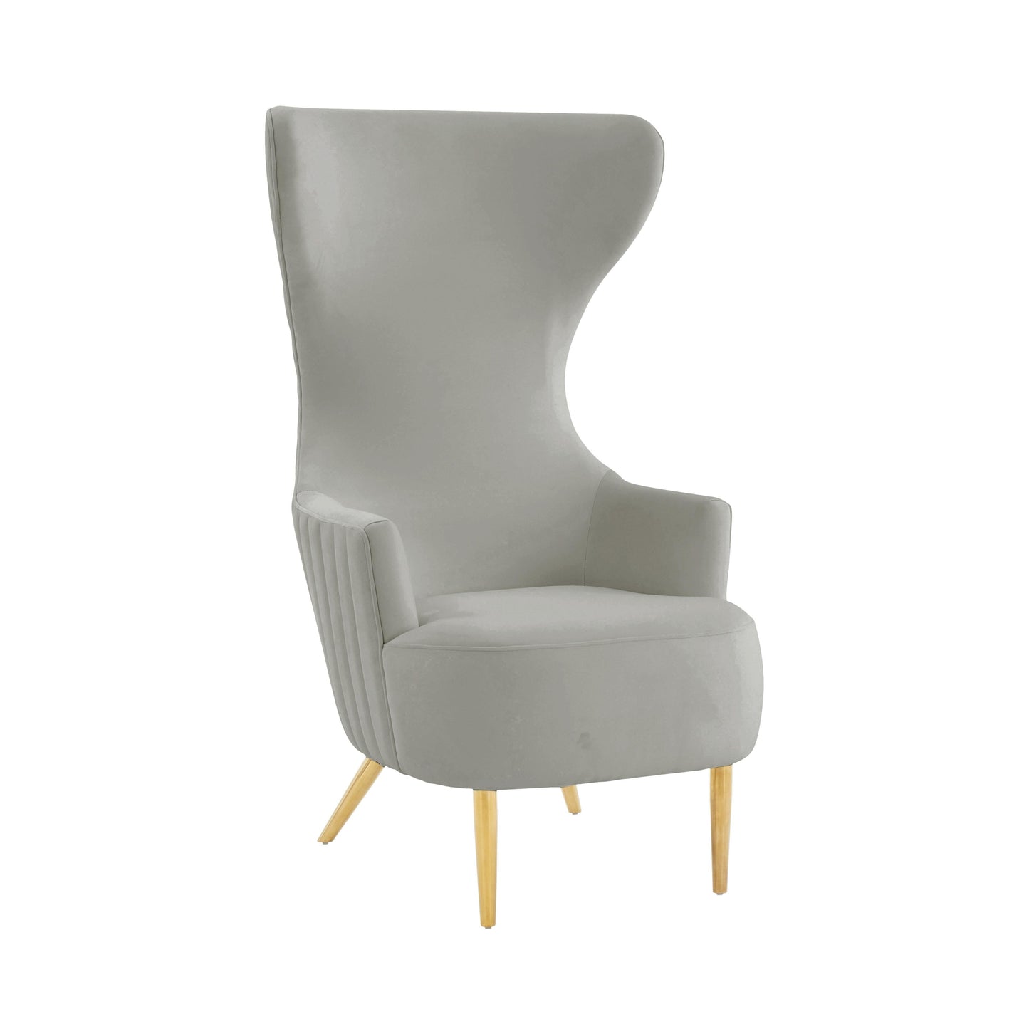 Julia Performance Velvet Channel Tufted Wingback Accent Chair by Inspire Me! Home Decor - Grey