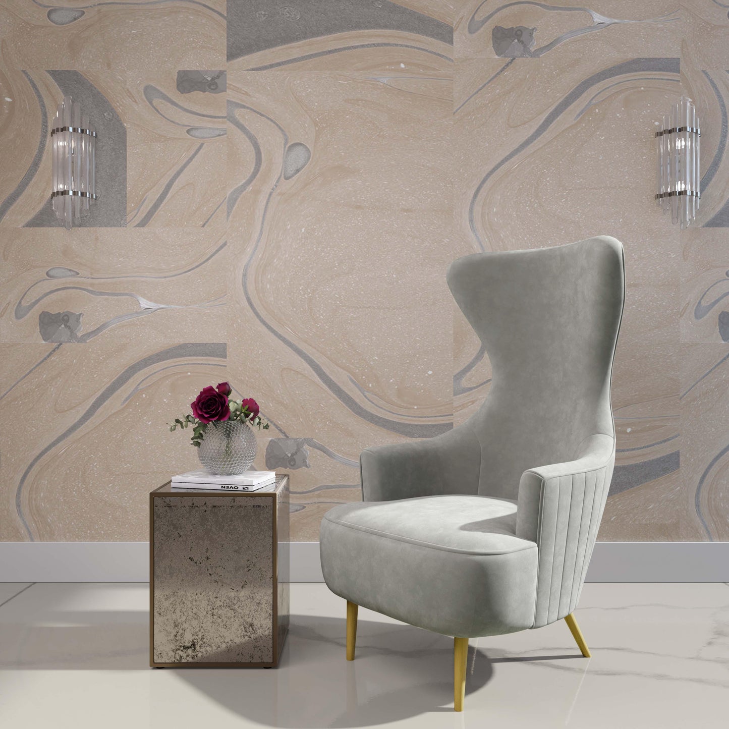 Julia Performance Velvet Channel Tufted Wingback Accent Chair by Inspire Me! Home Decor