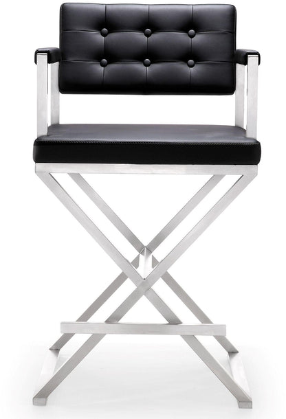 Director Performance Vegan Leather Stool with Silver Base