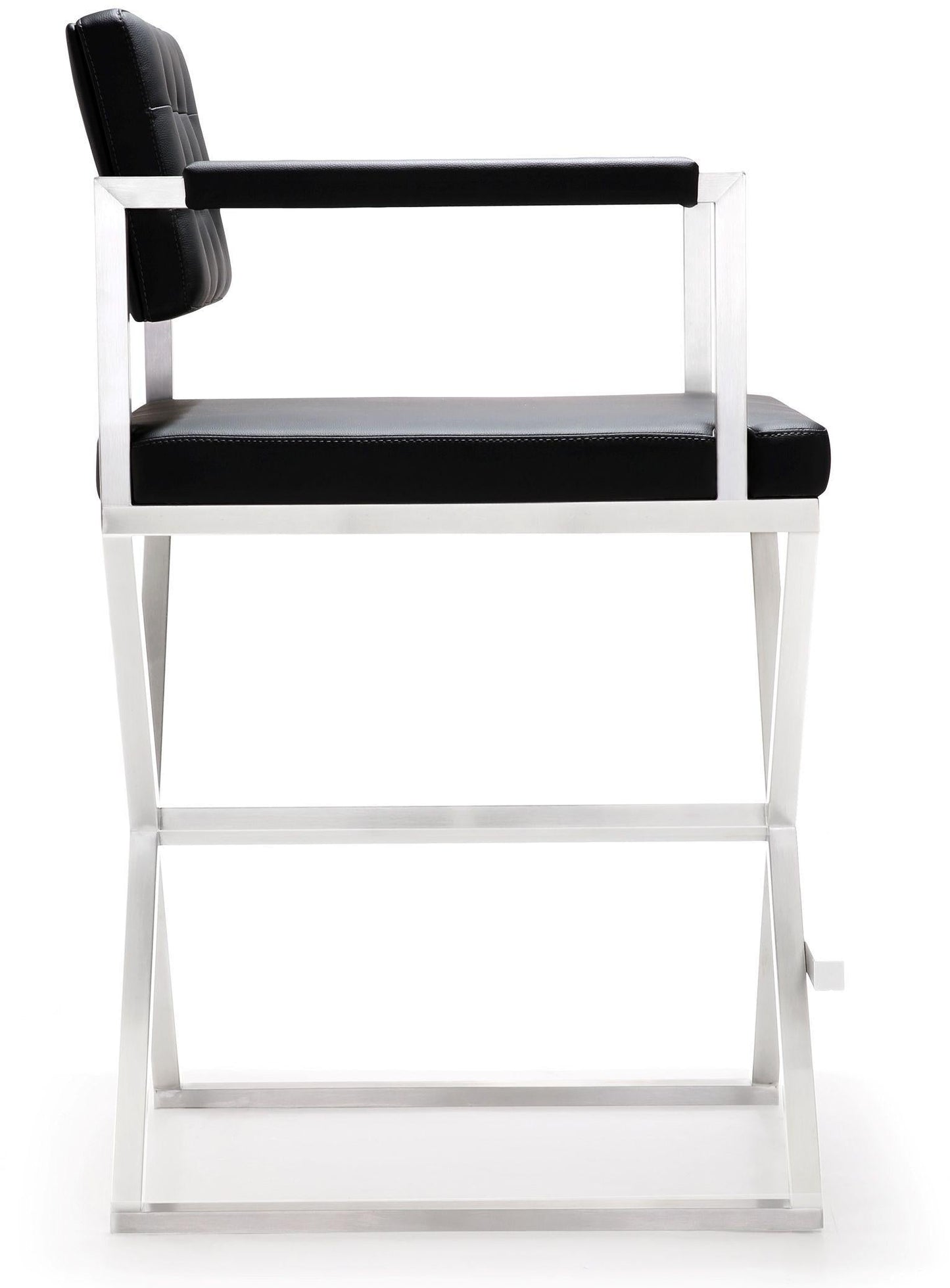 Director Performance Vegan Leather Stool with Silver Base