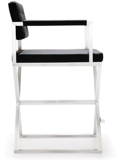 Director Performance Vegan Leather Stool with Silver Base
