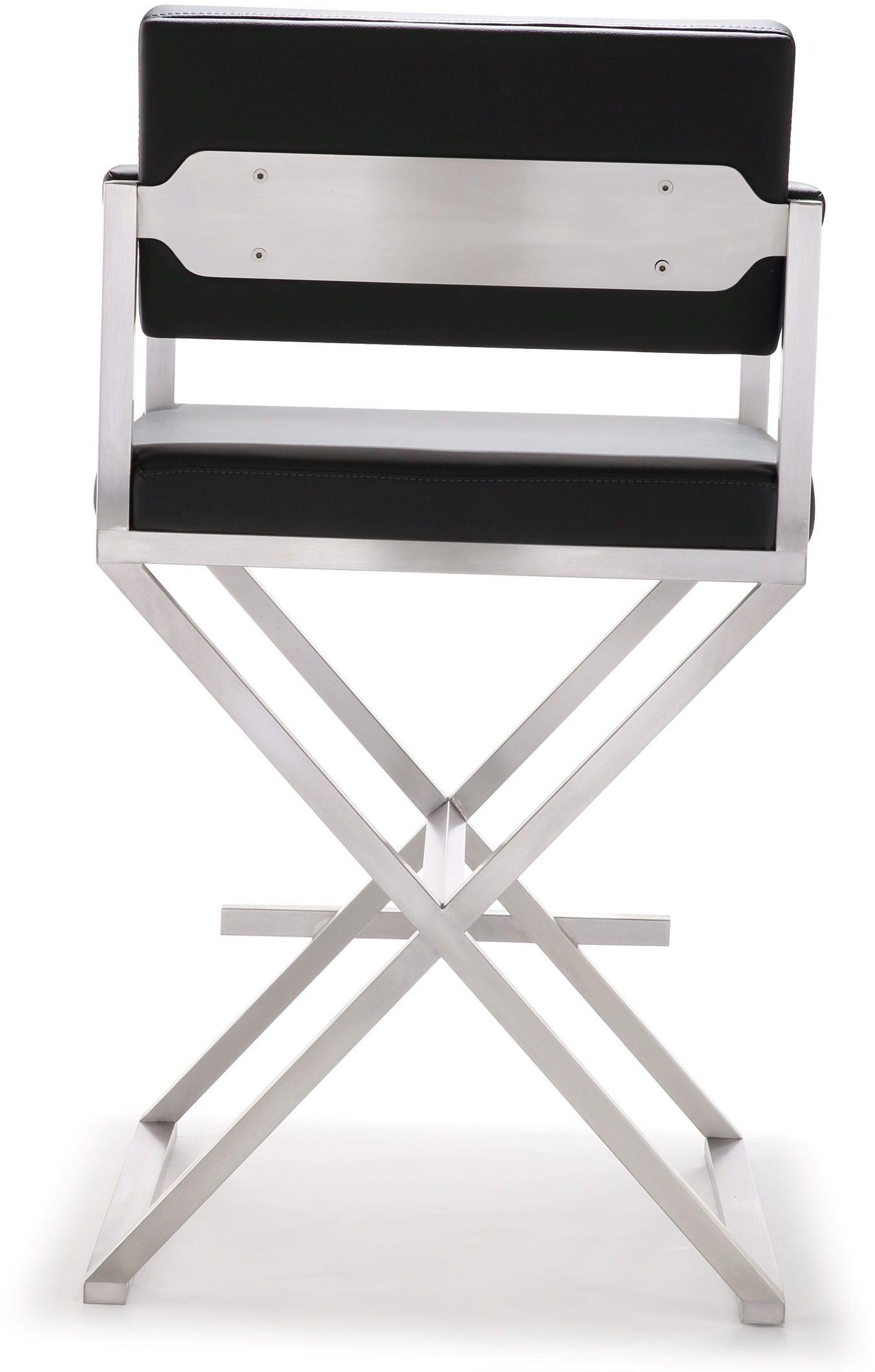 Director Performance Vegan Leather Stool with Silver Base