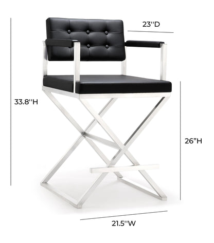 Director Performance Vegan Leather Stool with Silver Base