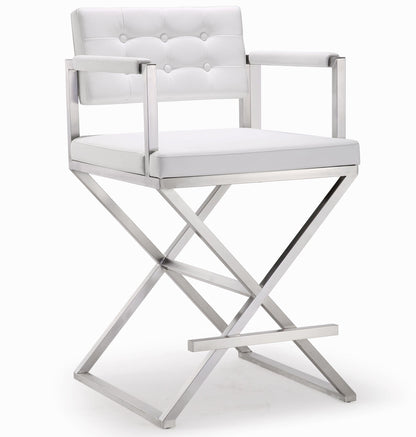 Director Performance Vegan Leather Stool with Silver Base