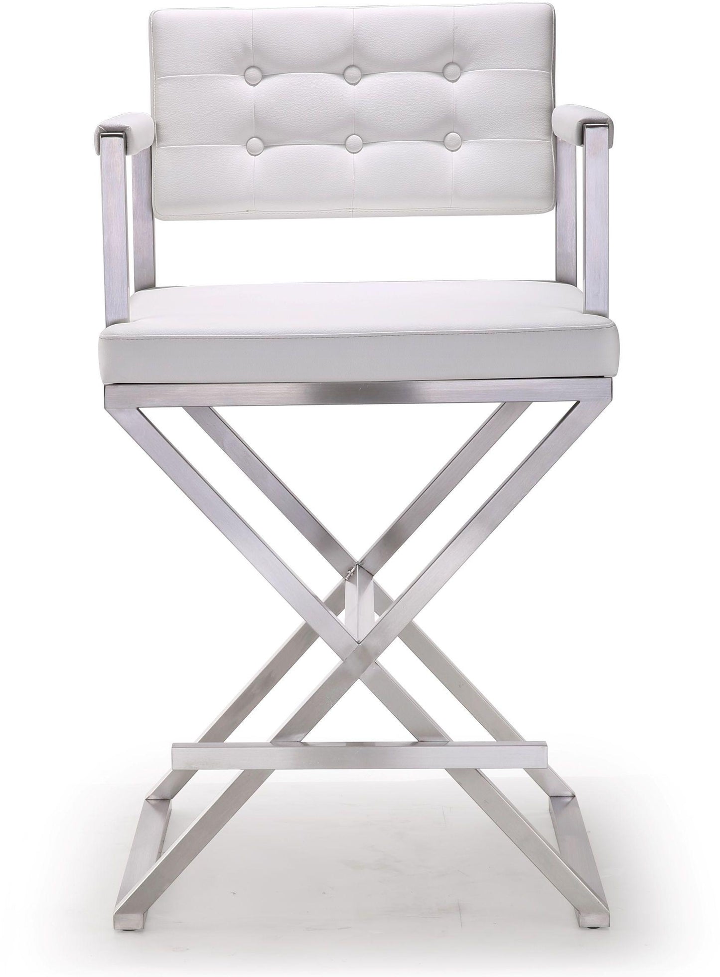 Director Performance Vegan Leather Stool with Silver Base