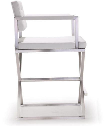Director Performance Vegan Leather Stool with Silver Base