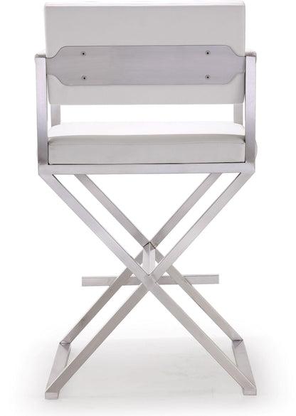 Director Performance Vegan Leather Stool with Silver Base