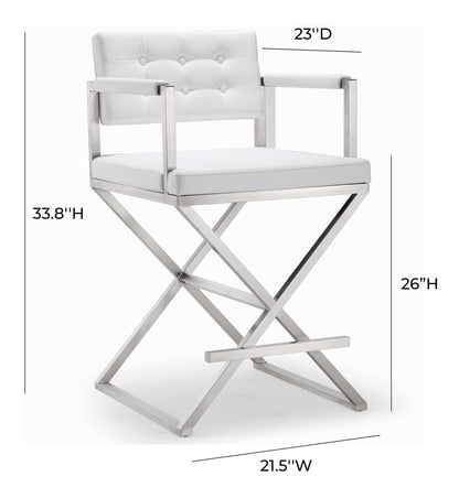 Director Performance Vegan Leather Stool with Silver Base