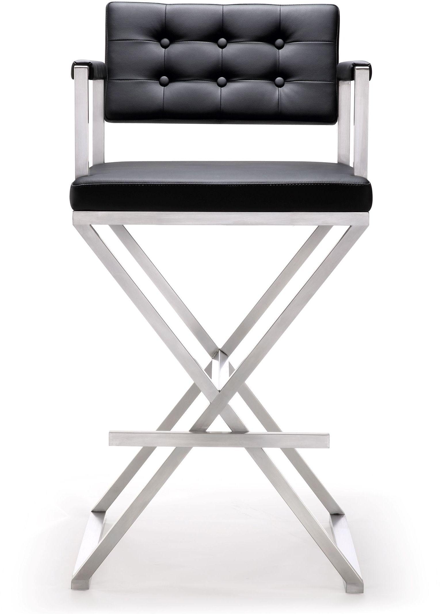 Director Performance Vegan Leather Stool with Silver Base