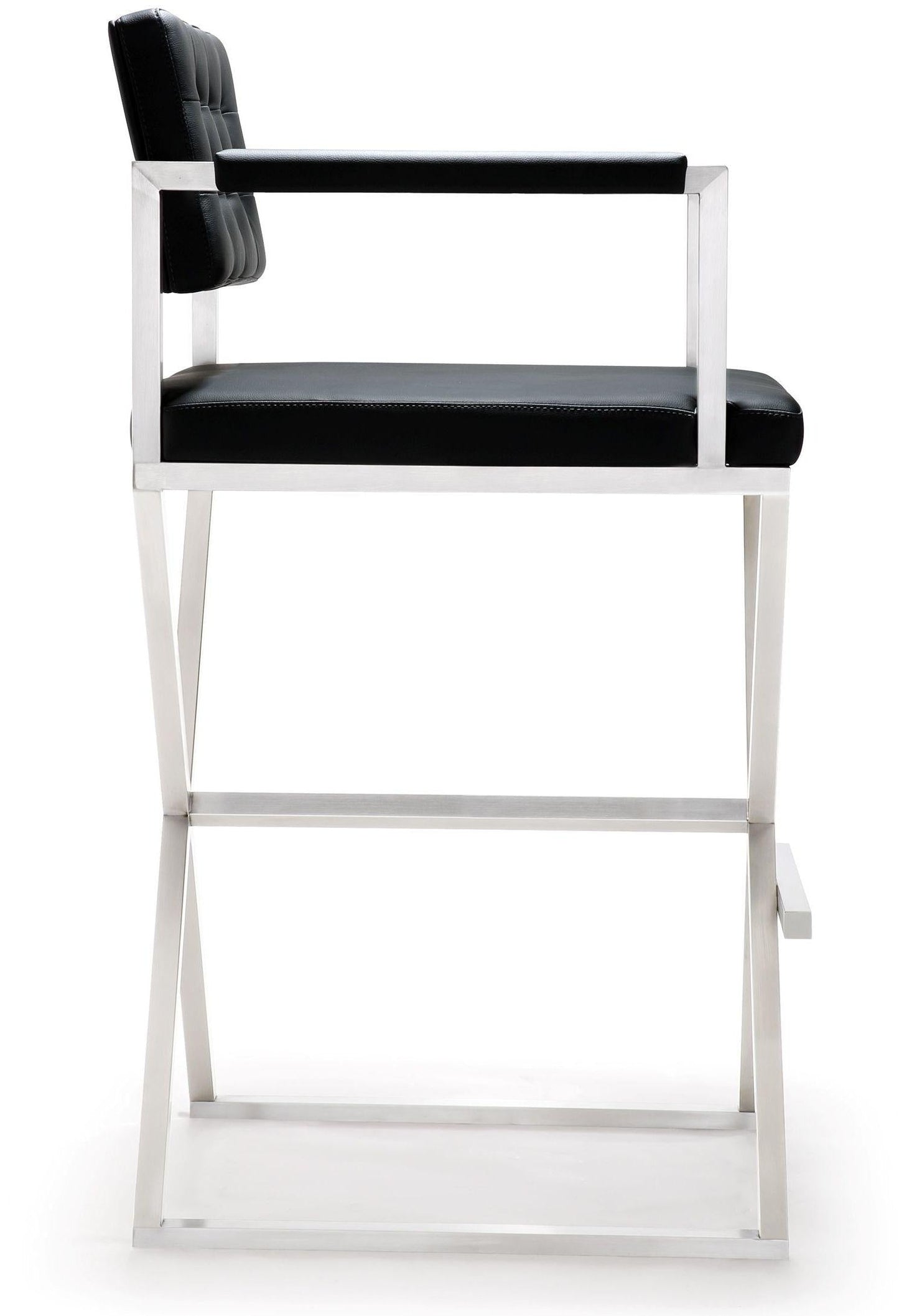 Director Performance Vegan Leather Stool with Silver Base