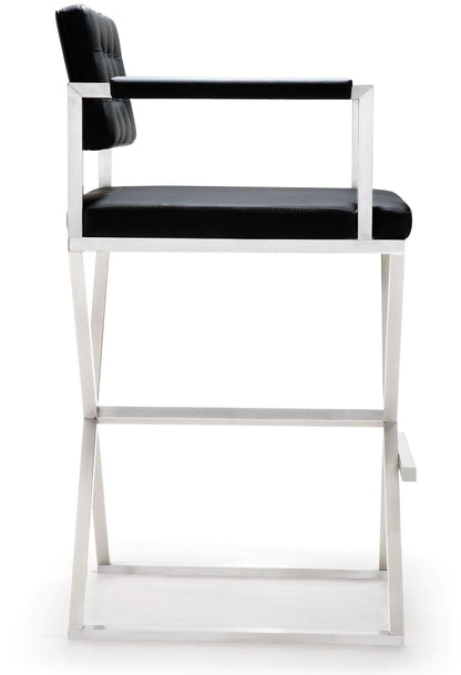 Director Performance Vegan Leather Stool with Silver Base