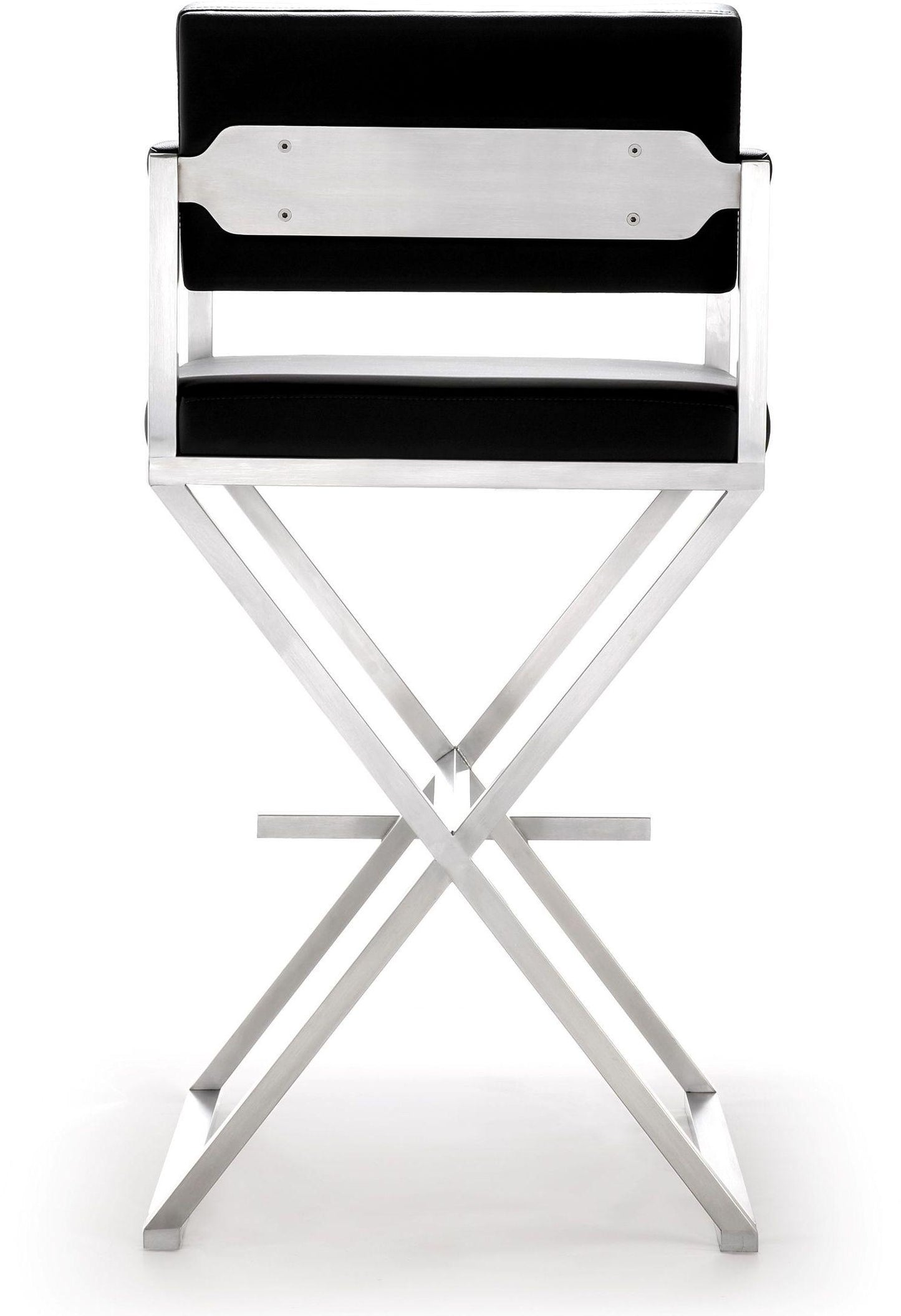 Director Performance Vegan Leather Stool with Silver Base