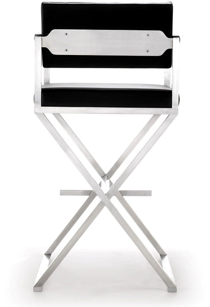 Director Performance Vegan Leather Stool with Silver Base