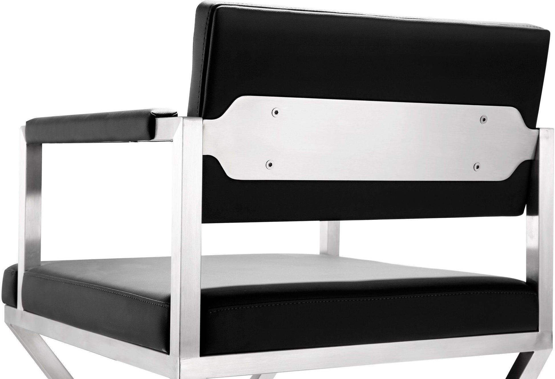Director Performance Vegan Leather Stool with Silver Base