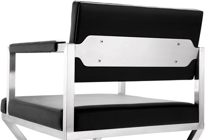 Director Performance Vegan Leather Stool with Silver Base