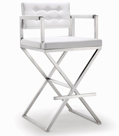 Director Performance Vegan Leather Stool with Silver Base