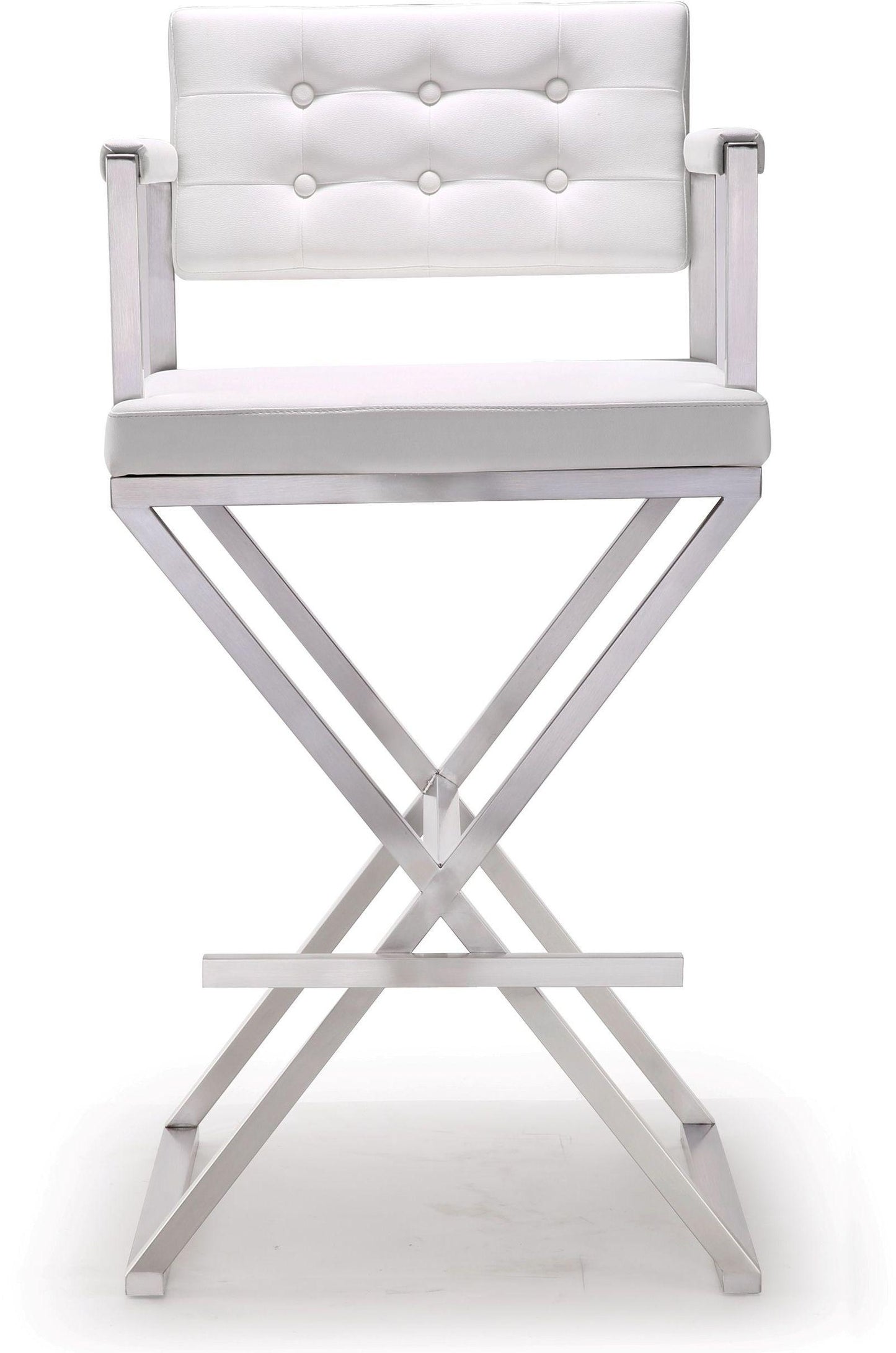 Director Performance Vegan Leather Stool with Silver Base