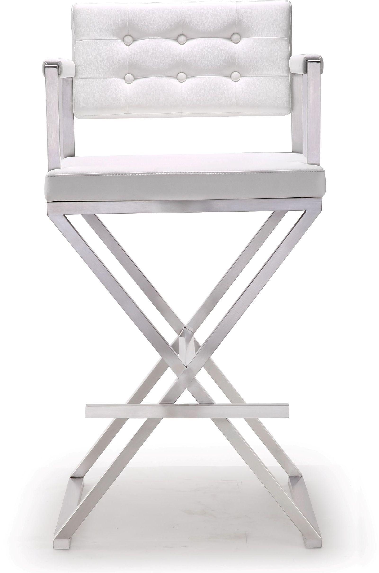 Director Performance Vegan Leather Stool with Silver Base