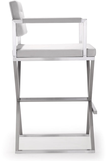 Director Performance Vegan Leather Stool with Silver Base