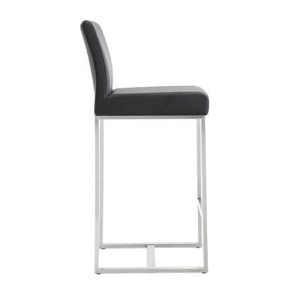 Denmark Performance Vegan Leather Stool with Silver Base - Set of 2