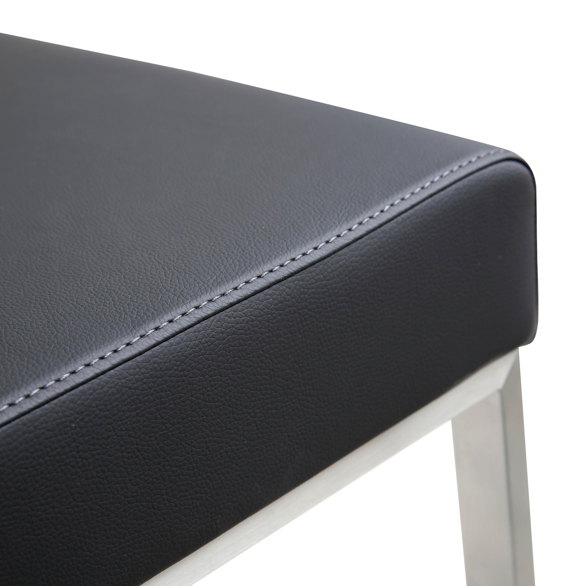 Denmark Performance Vegan Leather Stool with Silver Base - Set of 2